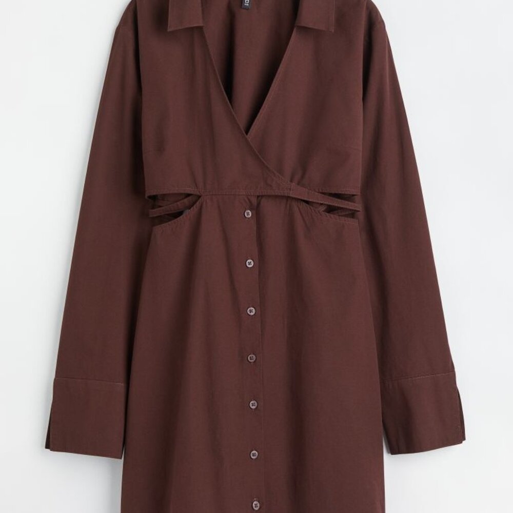 Brown Cotton Poplin Dress